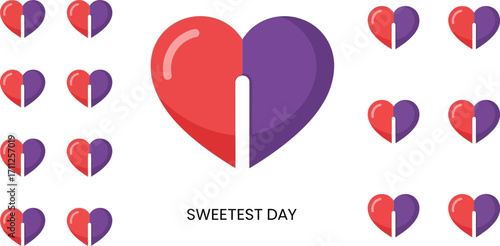 Sweetest Day concept with heart-shaped lollipops for greeting card