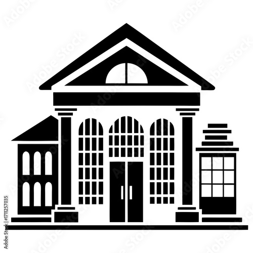 Black vector silhouette of a business team of gens and a groupe of hommes et femmes d'affaires at a bureau réunion