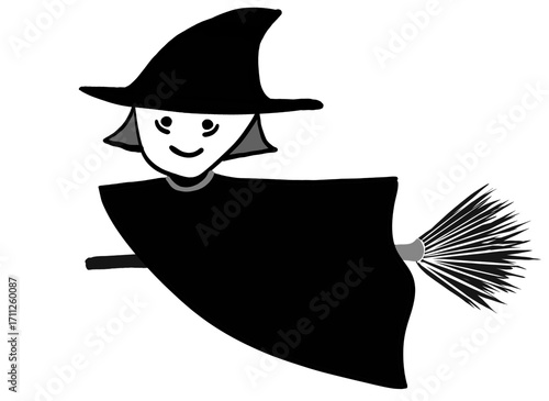 Minimalist style Halloween cartoon witch