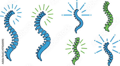 Set of spine, chiropractic, and spinal health concept designs