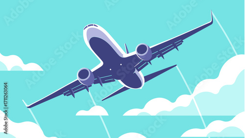 Passenger Airplane Soaring Through Blue Sky