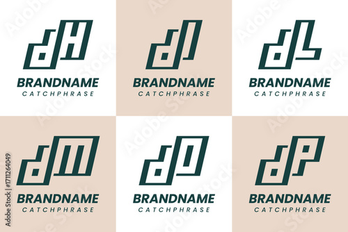 Letters DH DI DL DM DO DP Monogram Logo Set, for HD ID LD MD OD PD Initials