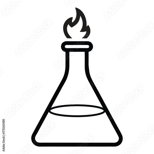 Laboratory Flask with Flame Icon - Chemistry & Science Vector