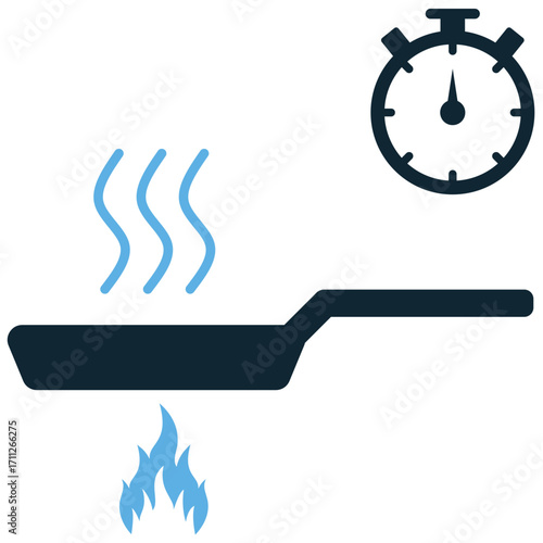 Fried timer icon vector. Perfect for cooking, food preparation, and kitchen themes. A simple, clear symbol representing the time required for frying food.