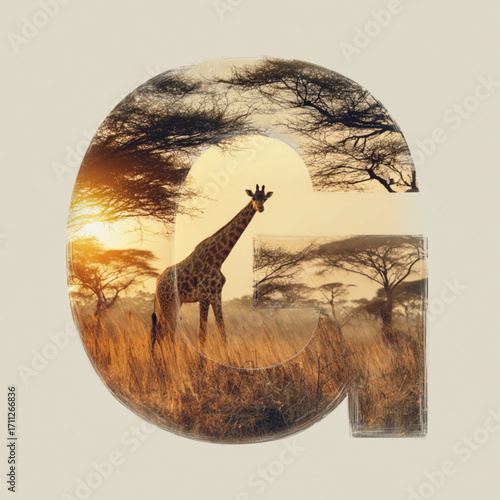 giraffe in the sunset