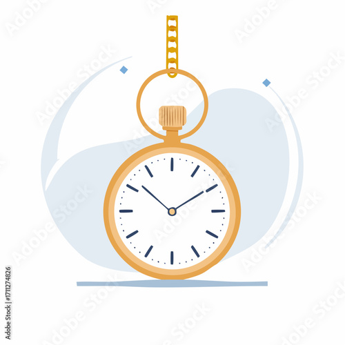 Gold Pocket Watch Illustration Timeless Elegance and Vintage Charm