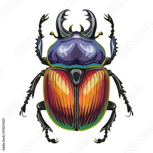 Vibrant Rainbow Scarab Beetle Illustration