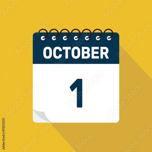 october 1 calendar icon vector illustration with design