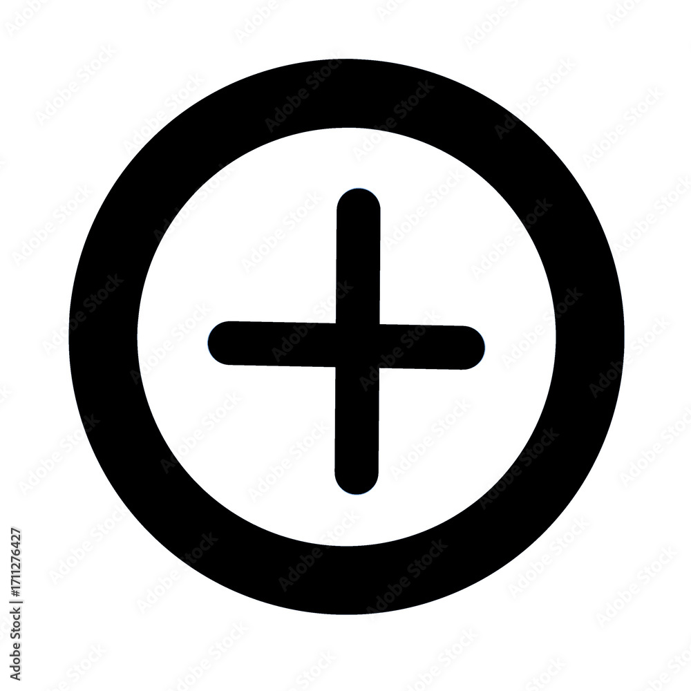 Fototapeta premium Black Plus Button in Circle Icon – Add Symbol