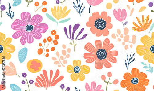 Floral or leaf pattern background suitable for wallpaper, fabric, or decorative design. Soft colors and natural style, ideal for digital and print use.