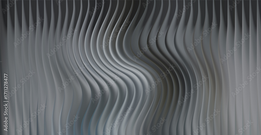 Obraz premium Abstract wavy lines with metallic gray gradient effect