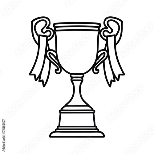 Trophy Cup Line Drawing for Award Representation Line Art Vector