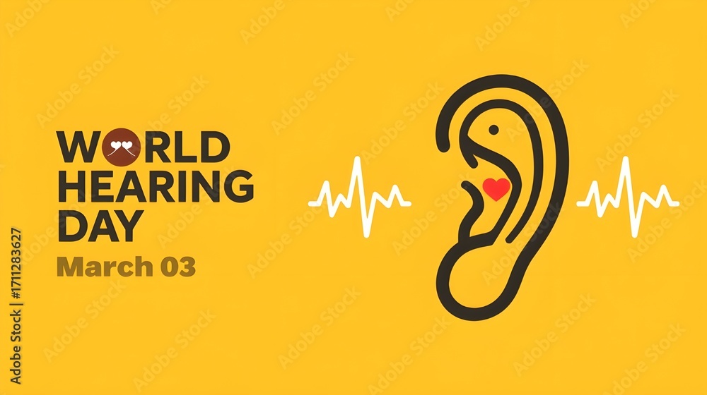 Fototapeta premium World Hearing Day is a campaign held each year on March 3rd to raise awareness on how to prevent deafness and hearing loss and promote ear and hearing care across the world. Vector illustration.