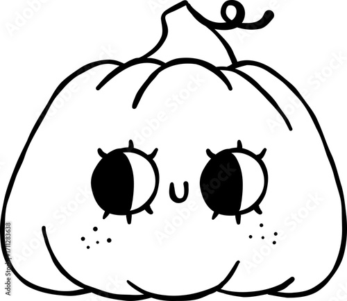 Cute Autumn Back to School Outline, Pumpkin with a Face