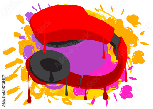 Headset graffiti. Abstract modern street art decoration performed in urban painting style.