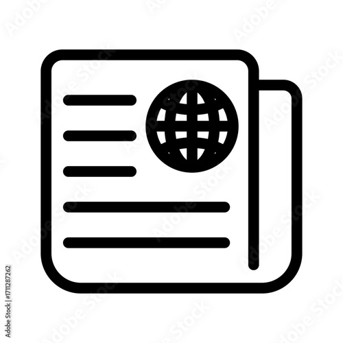 Global News Document Line Icon of News & Current Events Icon Set