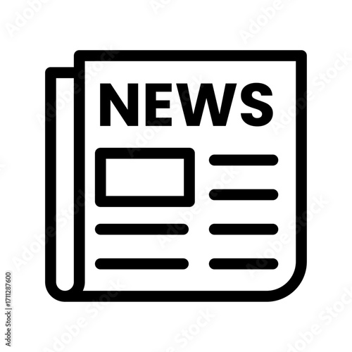 Newspaper Front Page Line Icon of Editorials Icon Set