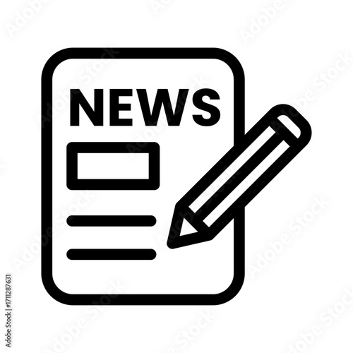 Editorial News Writing Line Icon of Editorials Icon Set