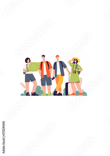A group of happy friends tourists travelers8.ai