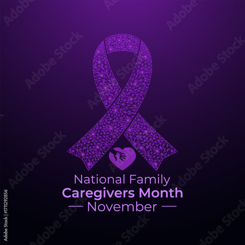 National Family Caregivers Month in November honors and supports family caregivers for their love, care, and dedication. Creating for web banner, cards, prints, social media, poster design. Vector eps