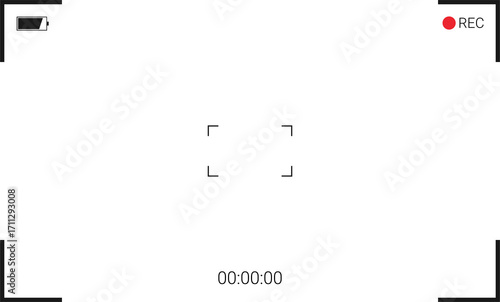 Camera Recording Viewfinder Screen with REC Icon and Timer Display