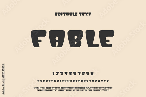Fable font alphabet and numbers on a light background