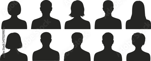 User Profile Silhouettes, Avatar Icons of People, Generic Male and Female Headshot Portraits, Vector Illustration for Social Media and Websites