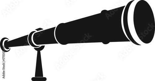 Antique Spyglass Telescope Silhouette Vector Illustration