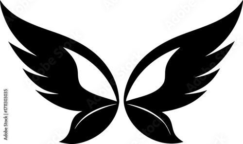 Fairy Wings Silhouette Vector Illustration Black and White