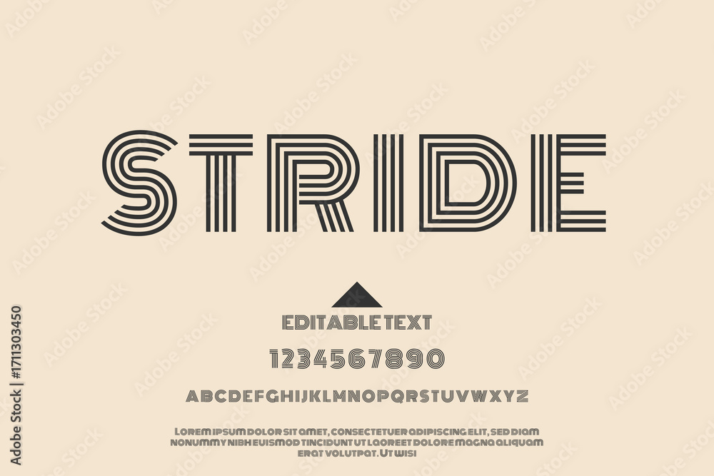 Fototapeta premium Retro stride font design with geometric elements and vintage typography