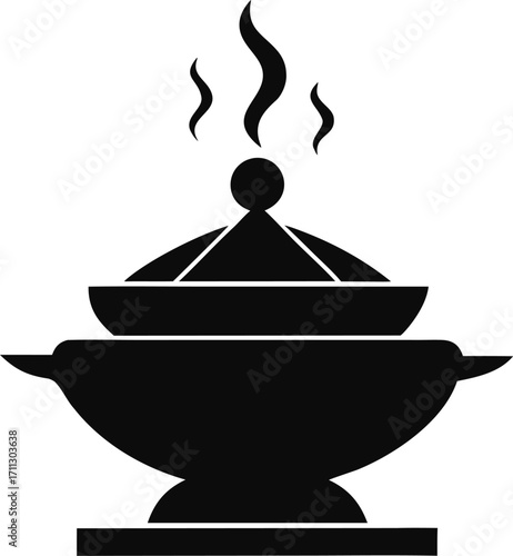 Incense Burner Silhouette Vector Illustration Black