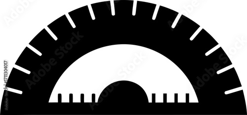 Protractor Silhouette Vector Illustration Black and White