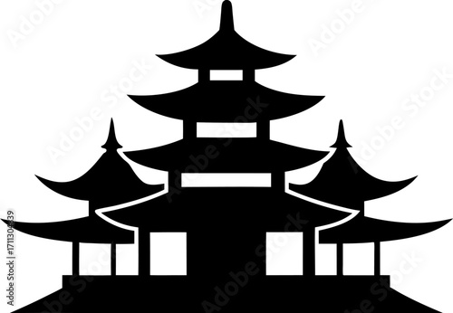 Asian Buddhist Temple Pagoda Silhouette