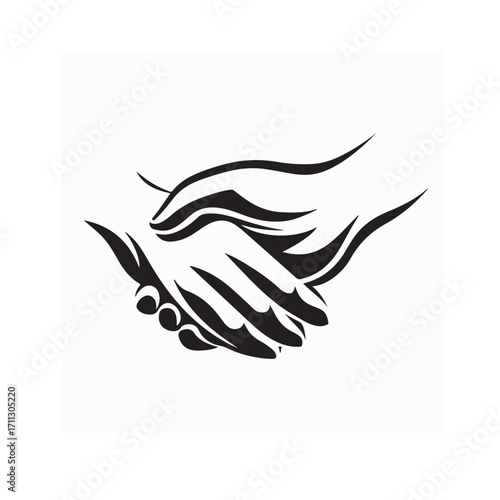 Helping Hand Symbol Vector for Charity and Support isolated on white background