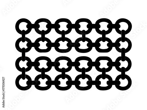 Monochrome set different type of metal chains in silhouette style. Seamless shape, for graphic design of logo, emblem, symbol, sign, badge, label, stamp, isolated on white background
