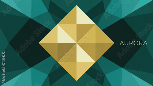 Abstract geometric diamond shape logo design with aurora borealis colors for modern business branding style