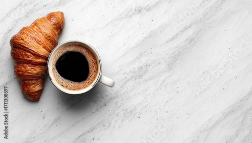 Coffee and Croissant Delight - A Perfect Morning Breakfast.