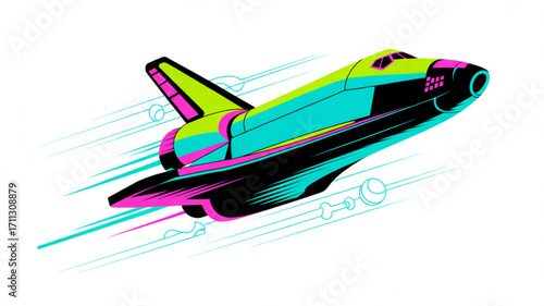 Vector graphic of a colorful space shuttle launch illustration for space travel and exploration designs exactly