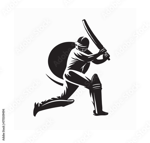 Cricket Player Catching Ball Logo Vector Isolated on white background