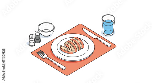 A delicious meal consisting of meat and vegetables served on a plate with cutlery and a glass of water.