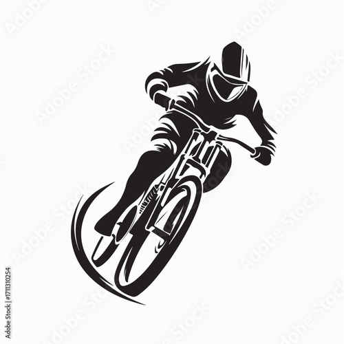 Extreme Downhill mountain bike sport vector logo on white background