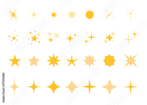 Retro futuristic sparkle icons collection. Set of star shapes. Abstract cool shine effect sign vector design. Templates for design, posters, projects, banners, logo, and business cards.