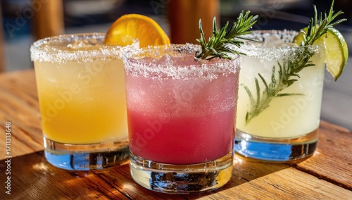 Wallpaper Mural Refreshing Cocktails - A Trio of Colorful Drinks with Citrus and Herbs. Torontodigital.ca