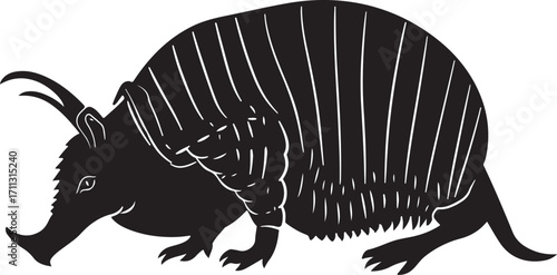 Stylized armadillo silhouette, unique animal graphic