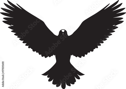 Majestic eagle silhouette soaring with wings wide open