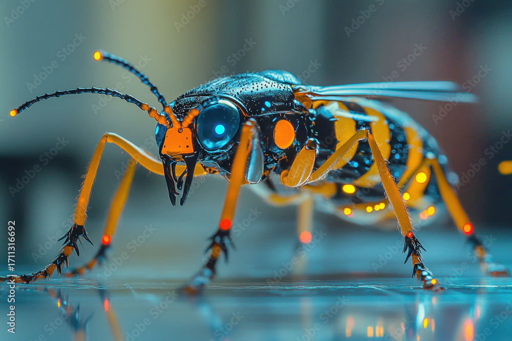 Fototapeta premium Close-up of a bee on a table.