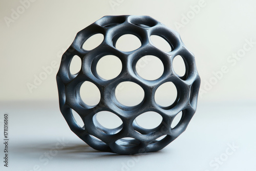 A black sphere with circles on it.