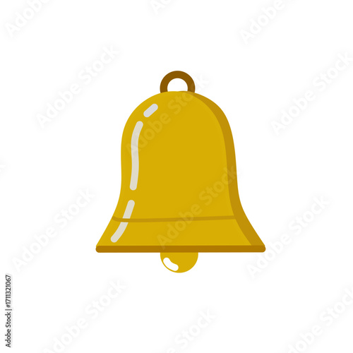 golden bell icon. Symbol of notification, alert, reminder, alarm, announcement, school bell, and ringing sound.