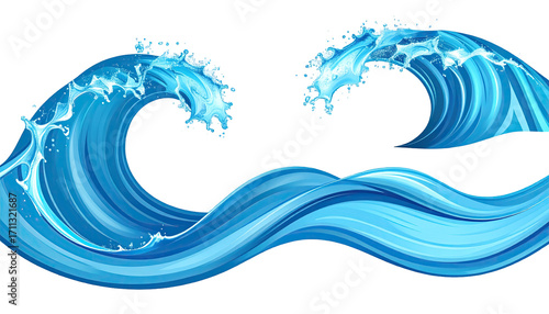 Two stylized ocean waves against a black background