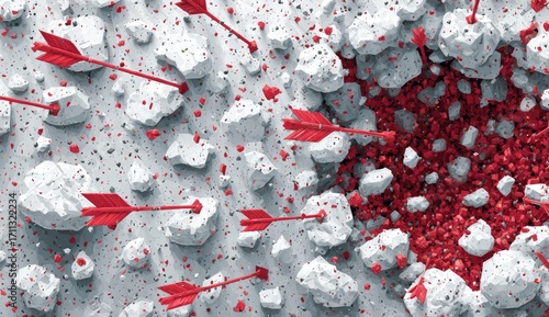 Arrows piercing a cracked, rocky surface